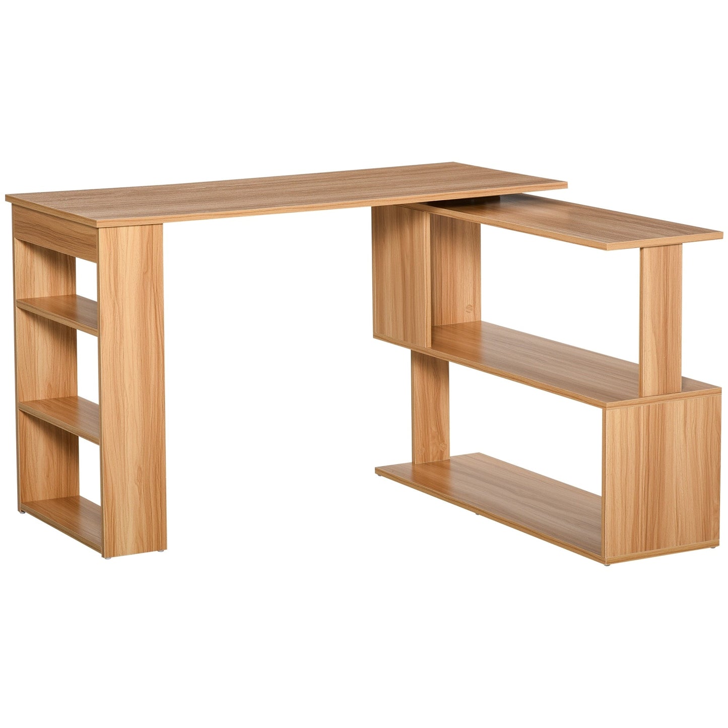 Bureau d'ordinateur rotatif moderne en L HomCom avec étagères