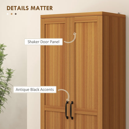 HOMCOM 63 Garde-manger de cuisine à 2 portes, meuble de rangement indépendant avec étagères à 5 niveaux et 2 étagères réglables pour salle à manger