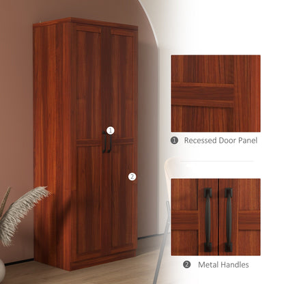 HOMCOM 63 Garde-manger de cuisine à 2 portes, meuble de rangement indépendant avec étagères à 5 niveaux et 2 étagères réglables pour salle à manger