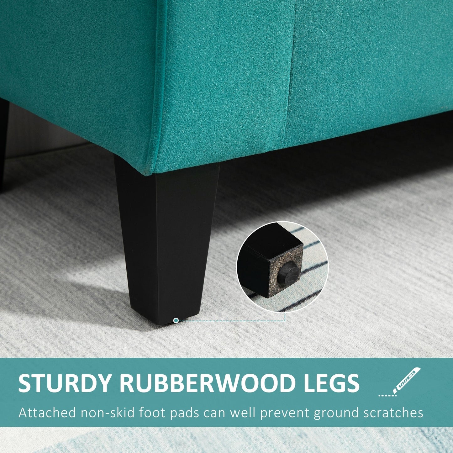 Banc ottoman de rangement capitonné à boutons HOMCOM, banc de lit rembourré avec accoudoirs roulés pour chambre, salon ou couloir