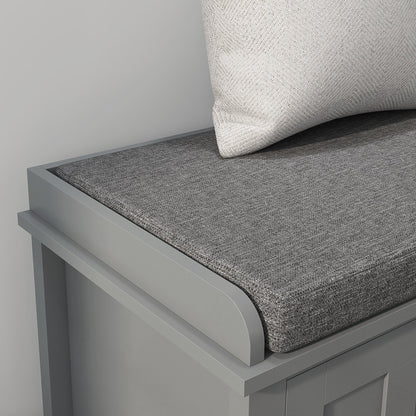 Banc à chaussures d'entrée HOMCOM avec rangement ottoman et étagères réglables, 6 compartiments et assise rembourrée, blanc/gris