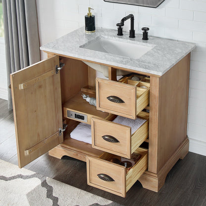 Meuble-lavabo Hervas avec plateau en marbre naturel sans miroir