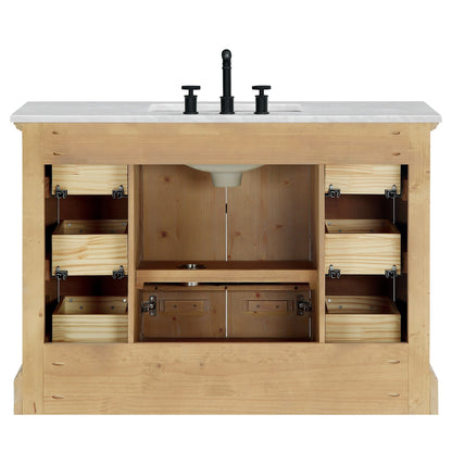 Meuble-lavabo Hervas avec plateau en marbre naturel sans miroir