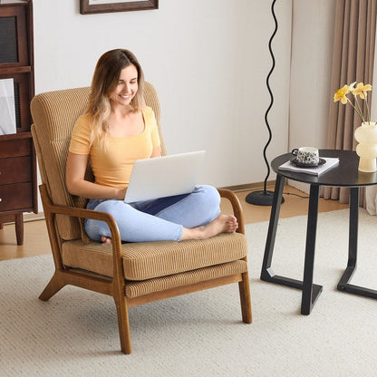 Chaise de loisirs à dossier haut en bois massif avec accoudoirs et dossier Chaise d'appoint