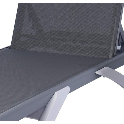 Chaise longue inclinable et réglable Kozyard Alan, pieds entièrement plats en aluminium et résine polypropylène