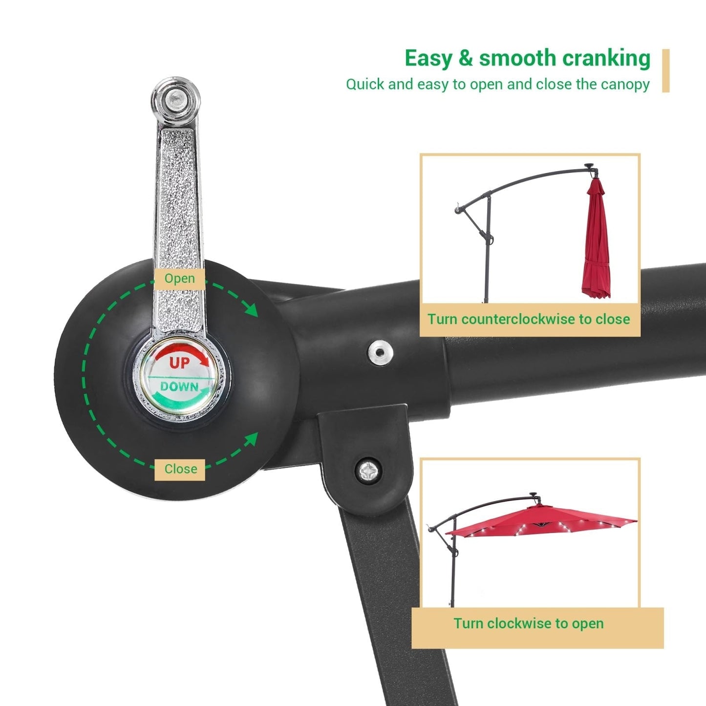 Parasol de terrasse déporté à LED LIVOOSUN de 10 pieds avec base croisée