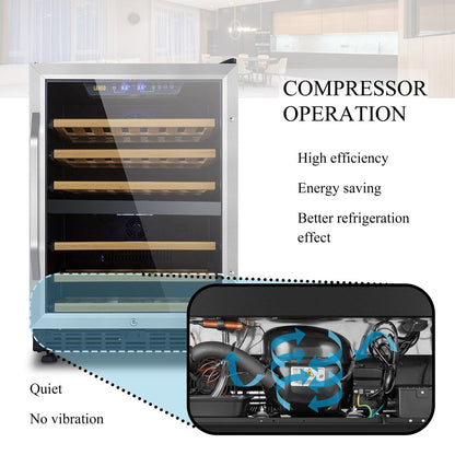 Refroidisseur à vin à compresseur double zone intégré Lanbo de 24 pouces, 44 bouteilles