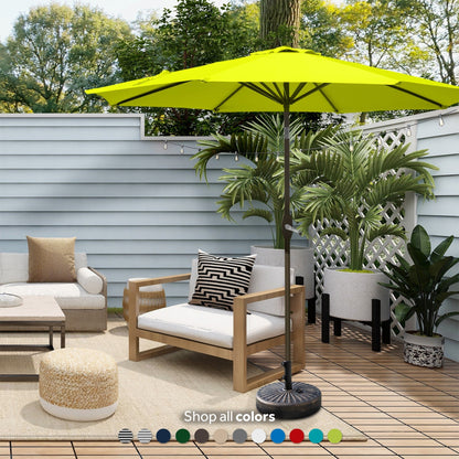 Parasol de patio Lopes de 9 pieds avec base en finition bronze et support de poids inclus