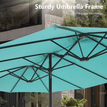 Parasol double extra large de 15 pieds pour patio double face de MAISON ARTS avec base incluse