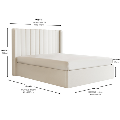 Lit coffre ottoman Maddison White Boucle