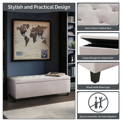 Banc de rangement rembourré à plateau capitonné Madison Park Sasha