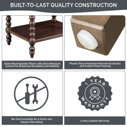 Table de chevet Madison Park Signature Beckett en bois tourné avec tiroir et étagère