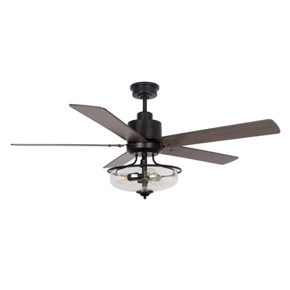 Ventilateur de plafond réversible en bois de 52 pouces, 5 pales et 3 lumières, avec télécommande