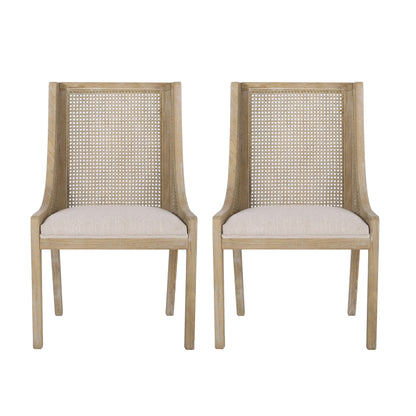 Chaises de salle à manger rembourrées en rotin et bois Maurers (lot de 2) par Christopher Knight Home