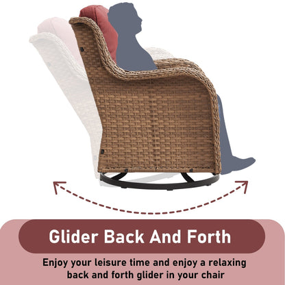 Chaises à bascule d'extérieur en osier Gymojoy avec base pivotante (lot de 2)