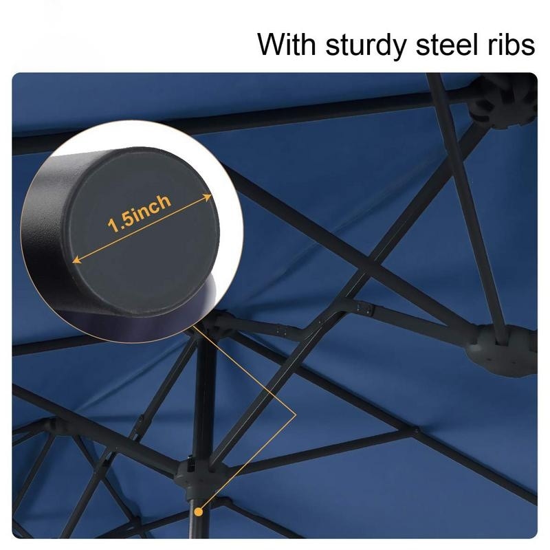 Parasol de terrasse inclinable à 3 niveaux de 10 pieds de MAISON ARTS, parasol d'extérieur à double ventilation avec lumières LED