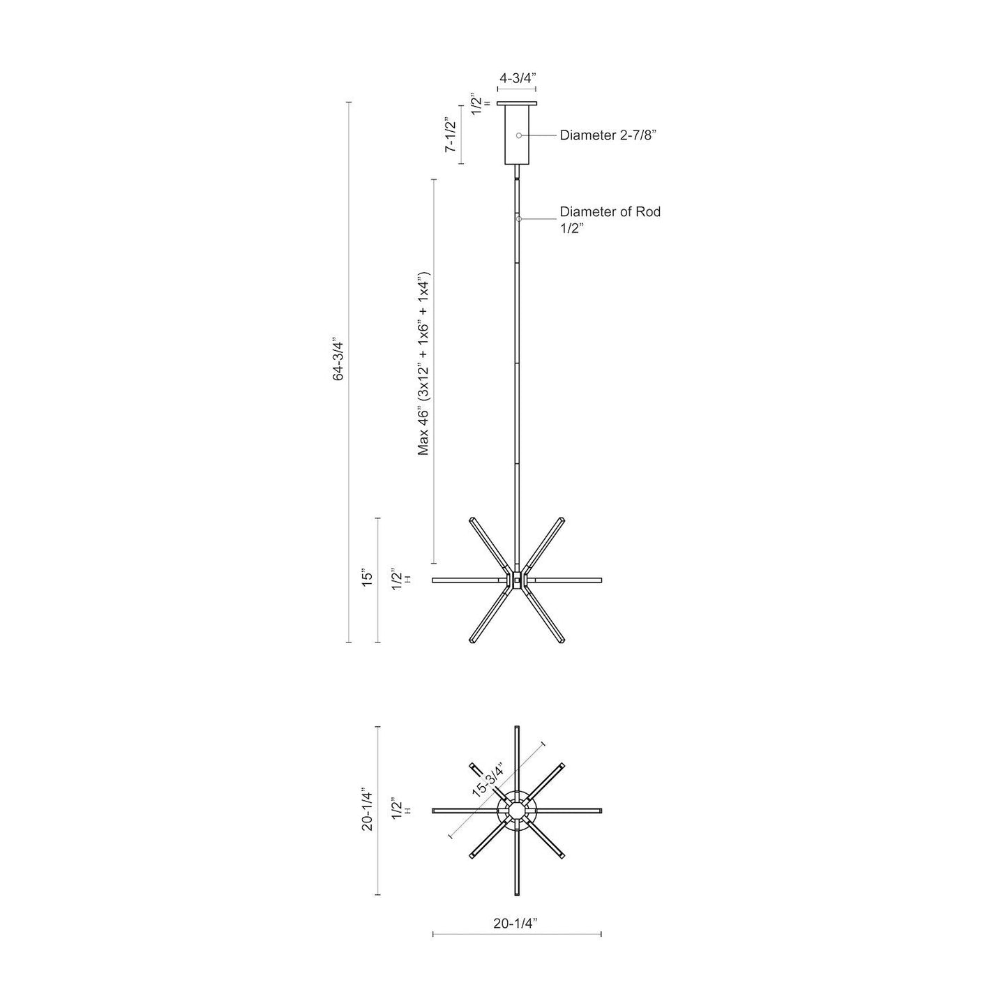 Starburst 20-in Pendant