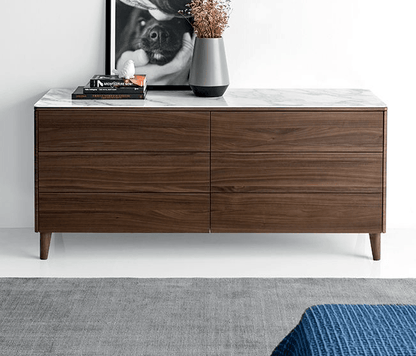 Commode Boston en marbre de Calligaris en finition noyer