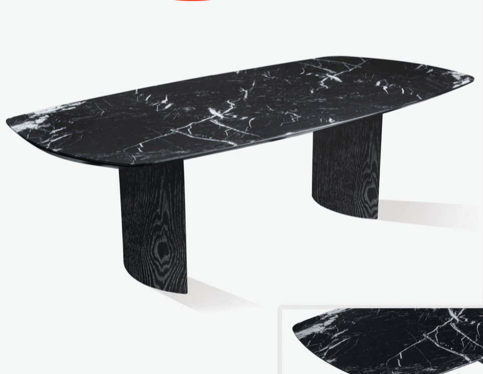 Table à manger Capri avec verre en marbre noir