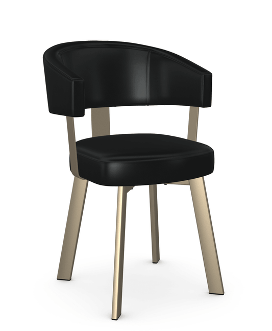 Tabouret de bar Grissom en polyuréthane réglisse avec base champagne 