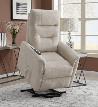 Henrietta Power Lift Recliner With Storage Pocket Beige