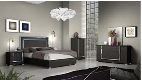 Lit Antonio QN + Commode + 1 NS Orme Gris Bois