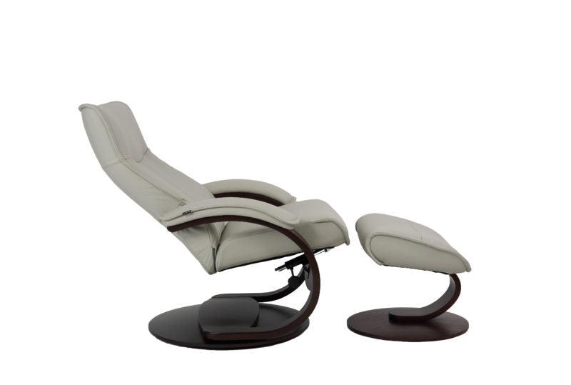 Senator C Leather Reclining Chair in Grey