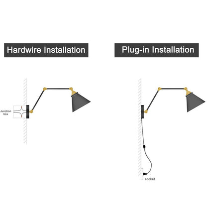 Ensemble de 2 appliques murales modernes à bras pivotant réglables Malryn, à brancher ou à brancher