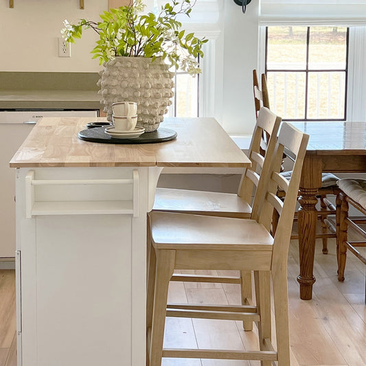 Desserte de cuisine Sophia &amp; William avec abattant et plateau en bois d'hévéa, desserte de cuisine roulante avec grand meuble de rangement