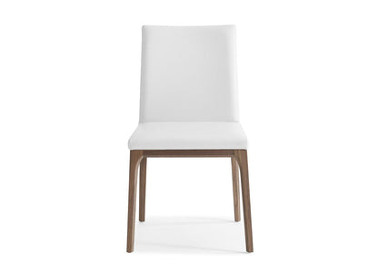 Chaise Elise en noyer avec cuir blanc