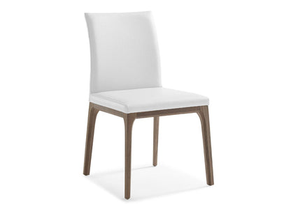 Chaise Elise en noyer avec cuir blanc
