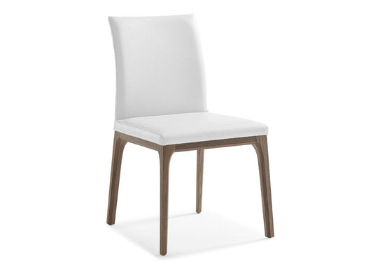 Chaise Elise en noyer avec cuir blanc