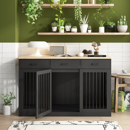 Élégant meuble de rangement en bois pour chien, 3 tiroirs