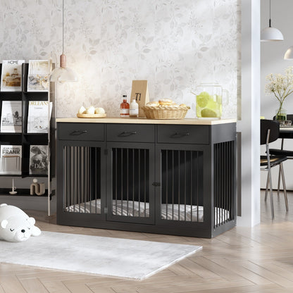 Élégant meuble de rangement en bois pour chien, 3 tiroirs