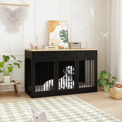 Élégant meuble de rangement en bois pour chien, 3 tiroirs