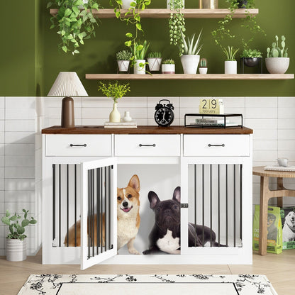 Élégant meuble de rangement en bois pour chien, 3 tiroirs