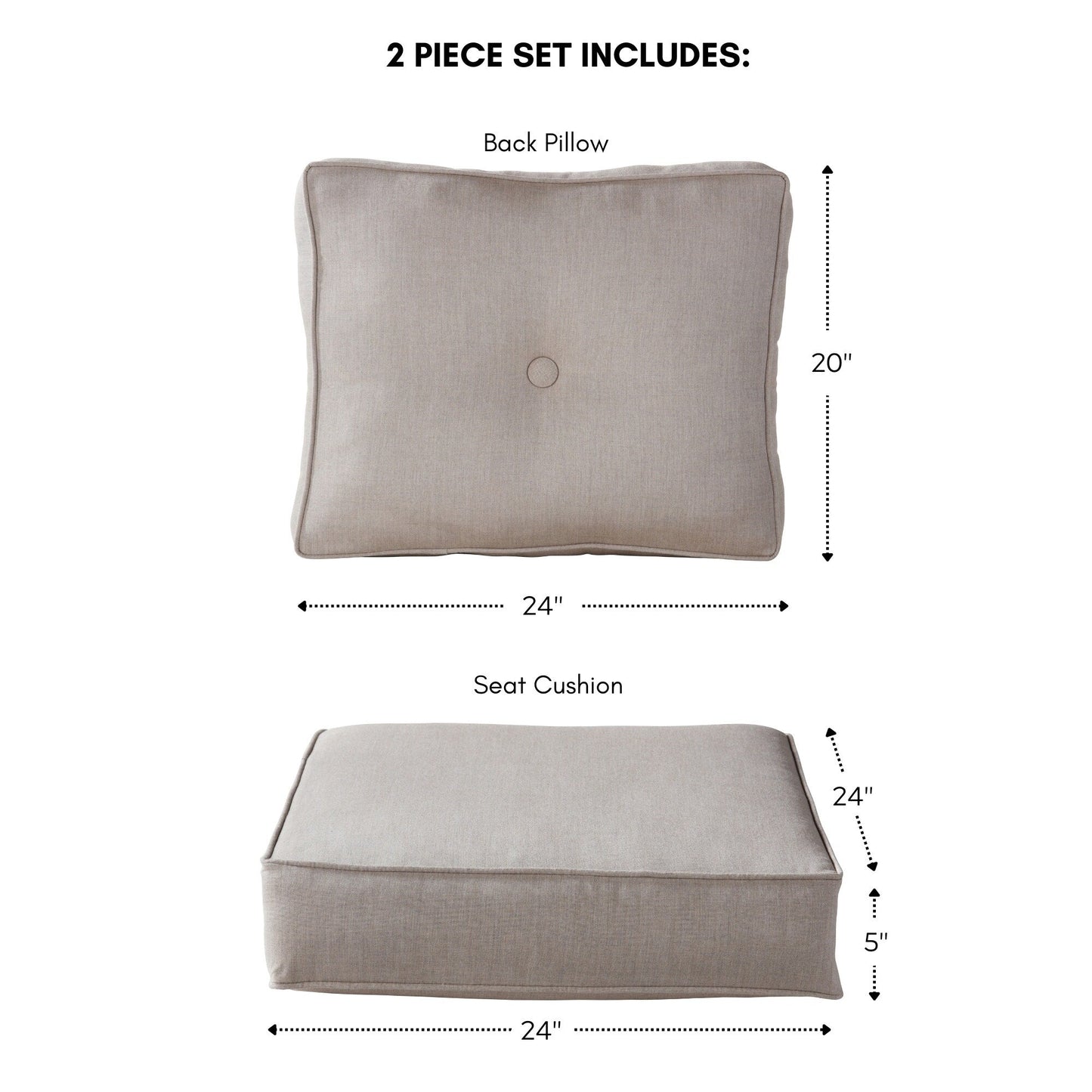 Ensemble de coussins d'extérieur à siège profond Sunbrella de qualité supérieure, 2 pièces