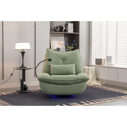Fauteuil inclinable pivotant et électrique avec haut-parleurs Bluetooth, support de téléphone, ports de chargement USB et Type-C, rangement dissimulé dans les accoudoirs