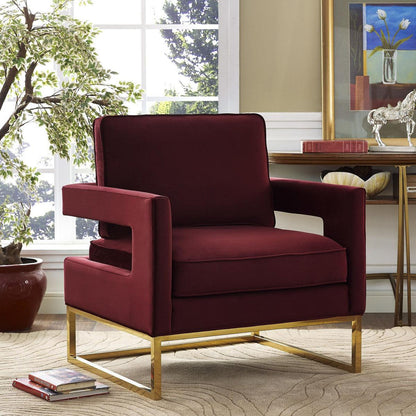 Chaise en velours marron Annabelle