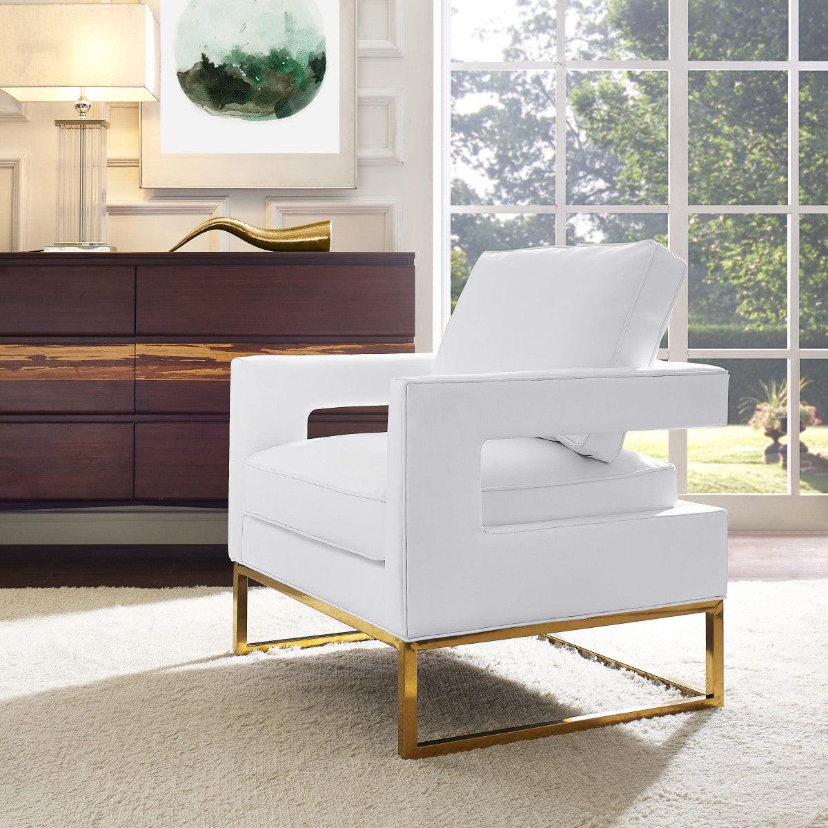 Chaise en cuir blanc Annabelle