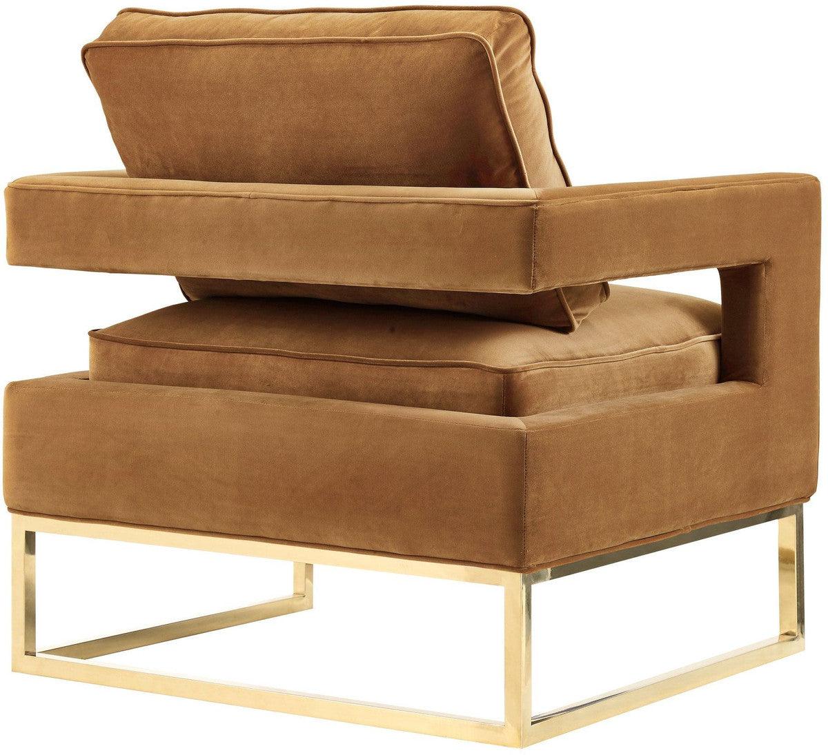 Chaise Annabelle en velours cognac