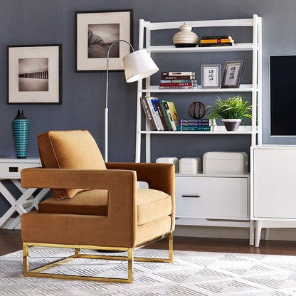 Chaise Annabelle en velours cognac