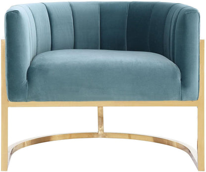 Chaise Magna Sea Blue avec base dorée