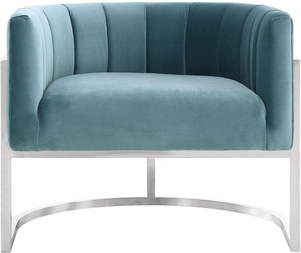 Chaise Magna Sea Blue avec base argentée