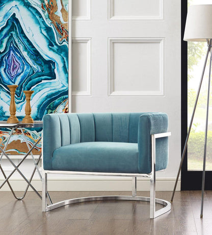 Chaise Magna Sea Blue avec base argentée