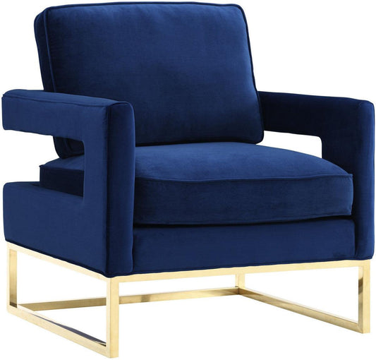 Chaise Annabelle en velours bleu marine