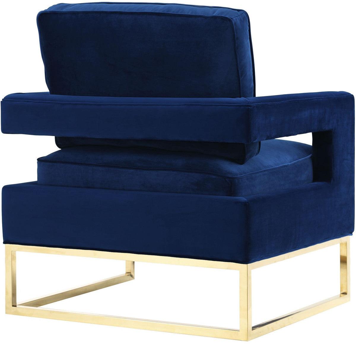 Chaise Annabelle en velours bleu marine