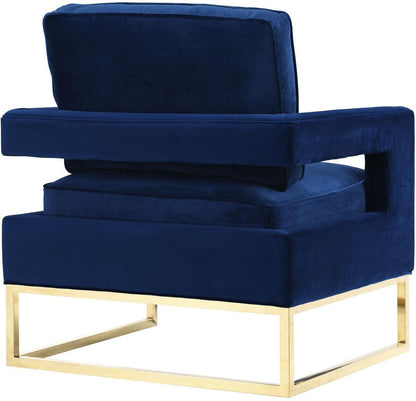 Chaise Annabelle en velours bleu marine