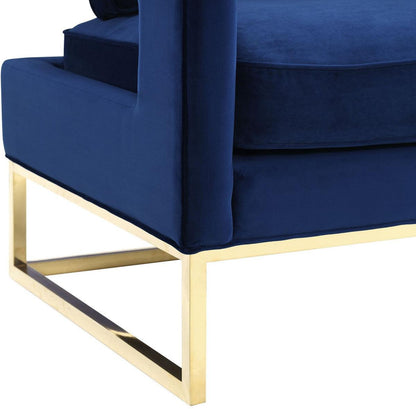 Chaise Annabelle en velours bleu marine