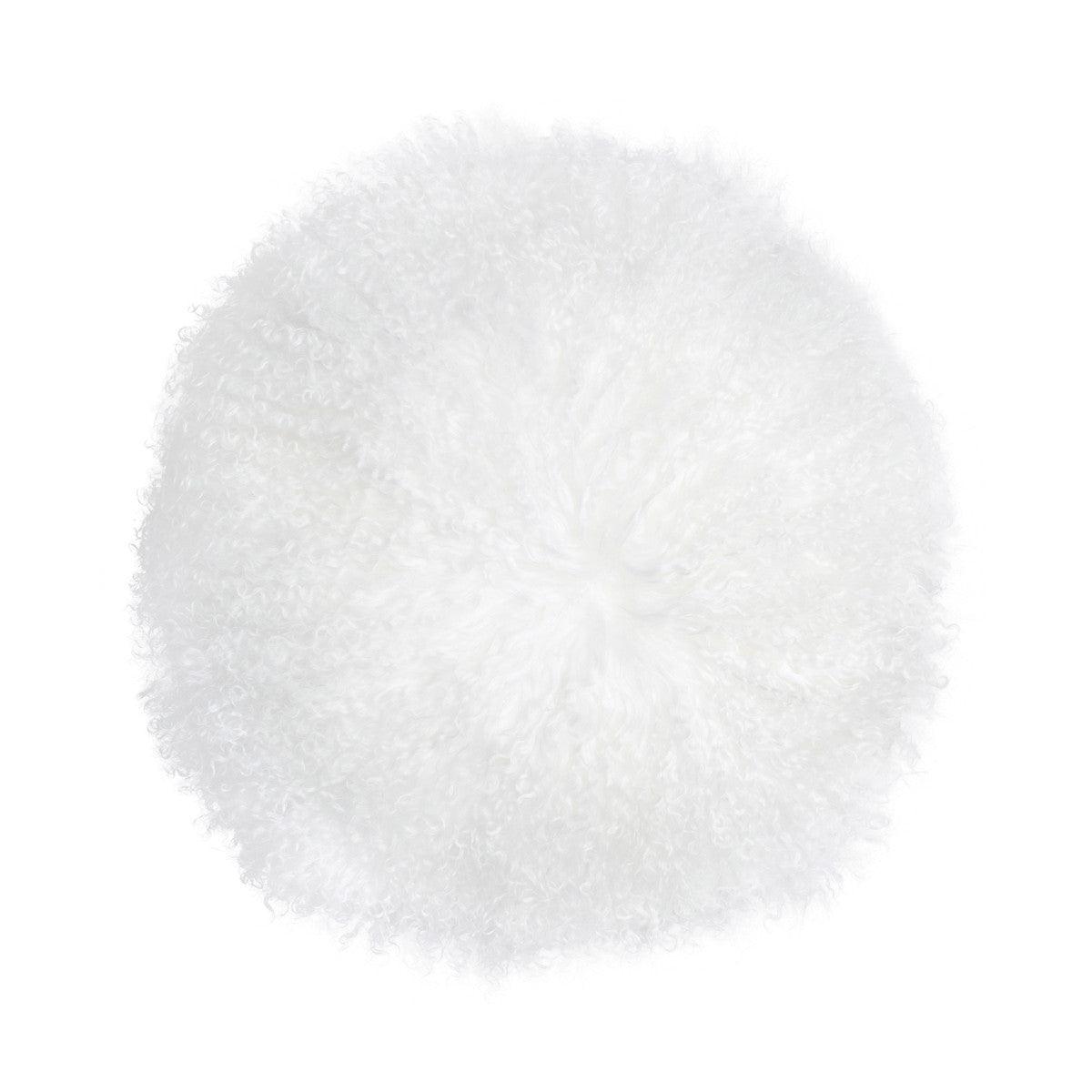 White Sheepskin 16 Round Pillow